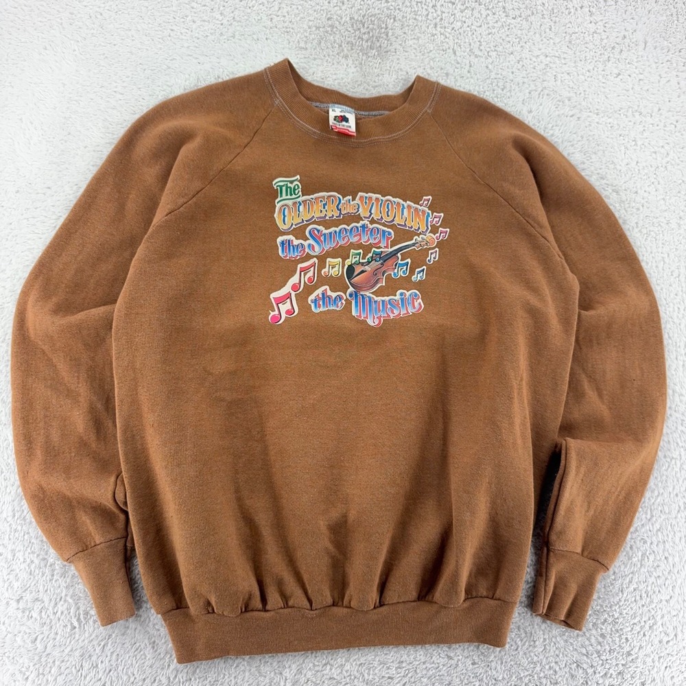 vintage 80s THE OLDER THE VIOLIN THE SWEETER THE MUSIC CREWNECK SWEATSHIRT LARGE